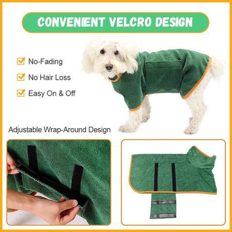 Dog Bathrobe Towel Bath Robe Pet Dog Bathrobe Super Fast Drying Coat Soft Adjustable Absorbent Towel For Large Medium Small Dog