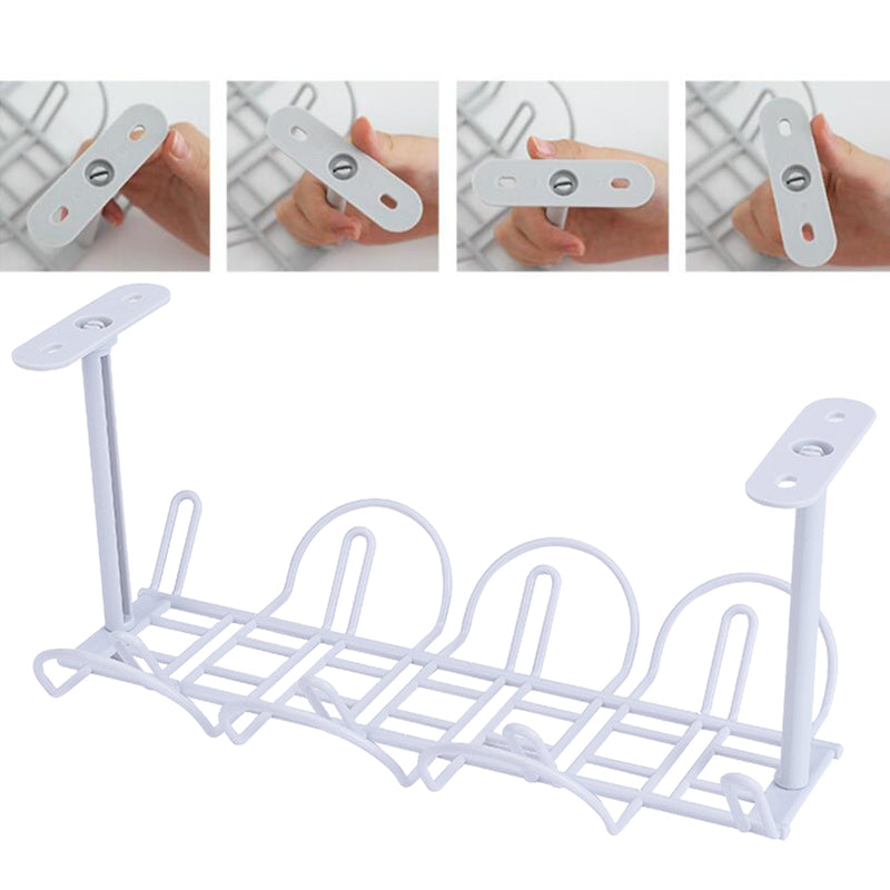 Wire Office Supplies Shelf Under Table Storage Rack Wire Desk Cable Under Management Tray Cord Organizer Rack Wire Cable Shelf
