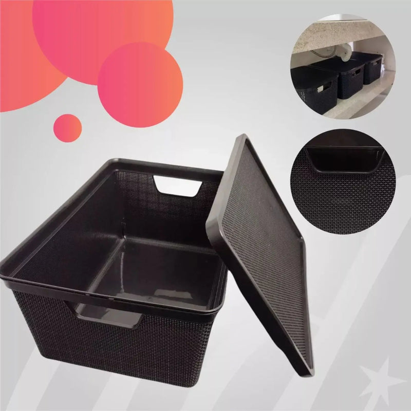 Jutta Lid 2L Black Color Basket Multipurpose Organizer Box