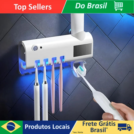 Holder Automatic Antibacterial UV Light Sterilizer Toothbrush Paste Applicator Holder Bathroom