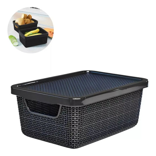 Jutta Lid 2L Black Color Basket Multipurpose Organizer Box
