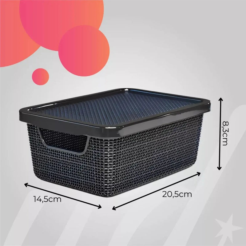 Jutta Lid 2L Black Color Basket Multipurpose Organizer Box