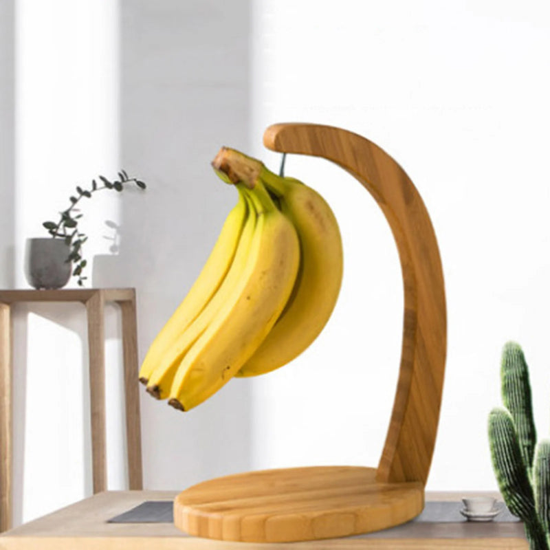 Banana Holder Tree Stand Bamboo Hanger Rack Fruit Display Hook Kitchen