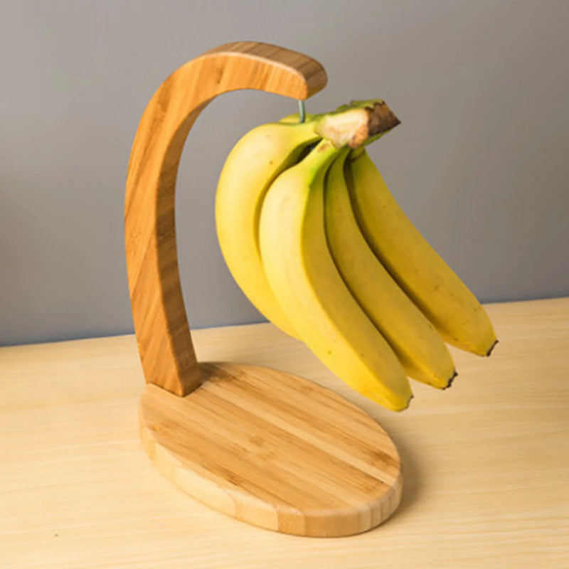 Banana Holder Tree Stand Bamboo Hanger Rack Fruit Display Hook Kitchen