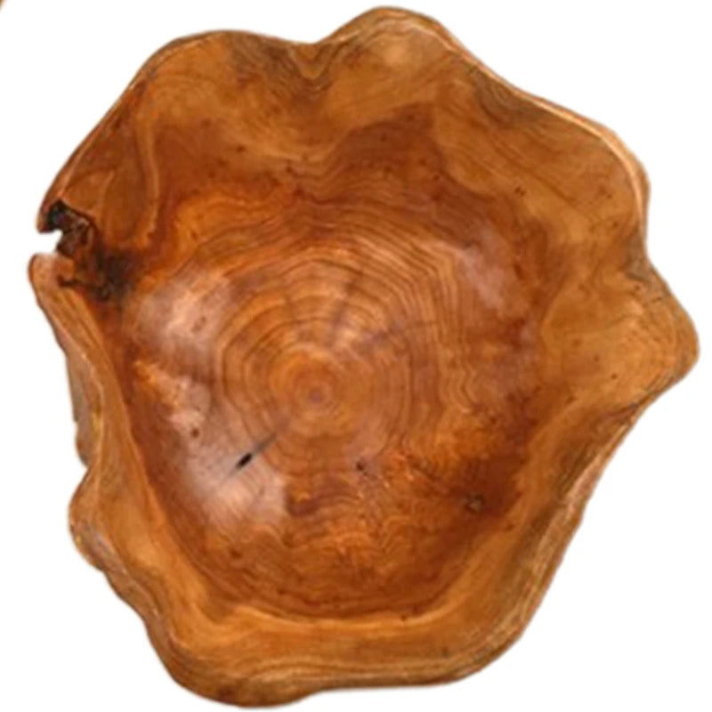 Wooden Bowl Fruit Plate Handmade Natural Salad Serving Tray Sushi Bread Dessert Bowls Kitchen Home Decoration