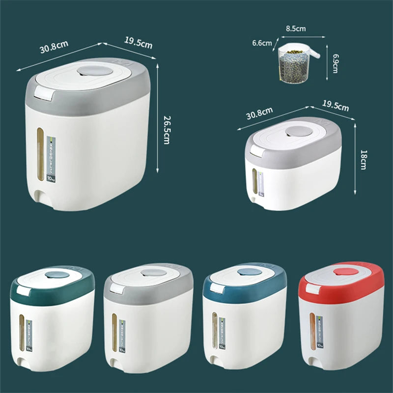 5KG Metering Household Kitchen Rice Bucket Grains Storage Box Food Container Insect-Proof Flour Sealed Jar Cans Organizer