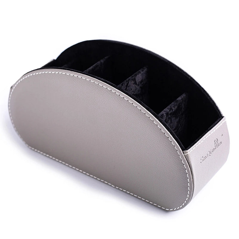 5 Grid Pu Leather Organizer Remote Control Phone And Tv Holder Desk Storage Box Cosmetics Brush