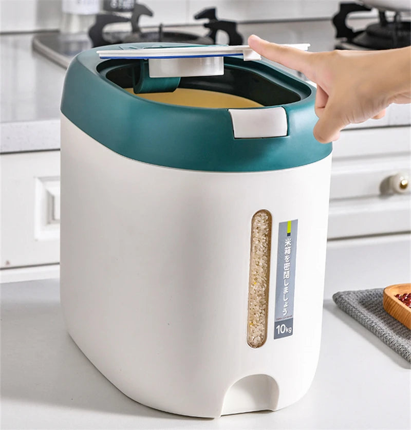 5KG Metering Household Kitchen Rice Bucket Grains Storage Box Food Container Insect-Proof Flour Sealed Jar Cans Organizer