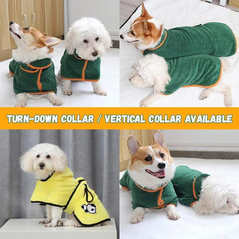 Dog Bathrobe Towel Bath Robe Pet Dog Bathrobe Super Fast Drying Coat Soft Adjustable Absorbent Towel For Large Medium Small Dog