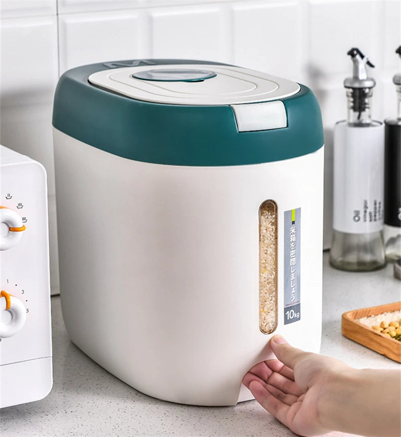 5KG Metering Household Kitchen Rice Bucket Grains Storage Box Food Container Insect-Proof Flour Sealed Jar Cans Organizer