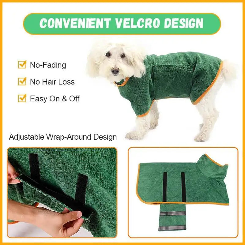 Dog Bathrobe Towel Bath Robe Pet Dog Bathrobe Super Fast Drying Coat Soft Adjustable Absorbent Towel For Large Medium Small Dog