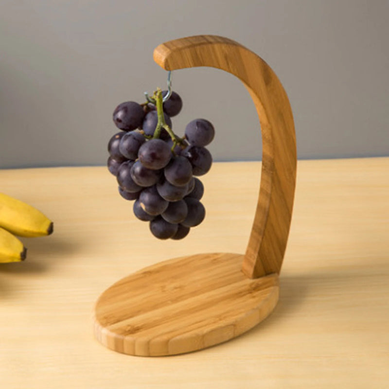 Banana Holder Tree Stand Bamboo Hanger Rack Fruit Display Hook Kitchen