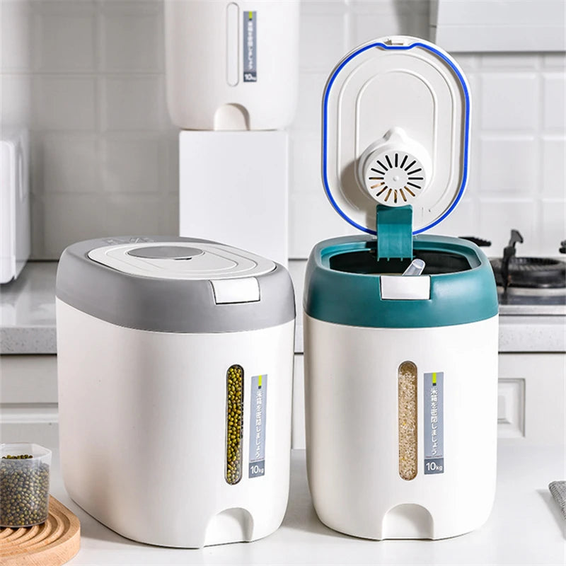 5KG Metering Household Kitchen Rice Bucket Grains Storage Box Food Container Insect-Proof Flour Sealed Jar Cans Organizer