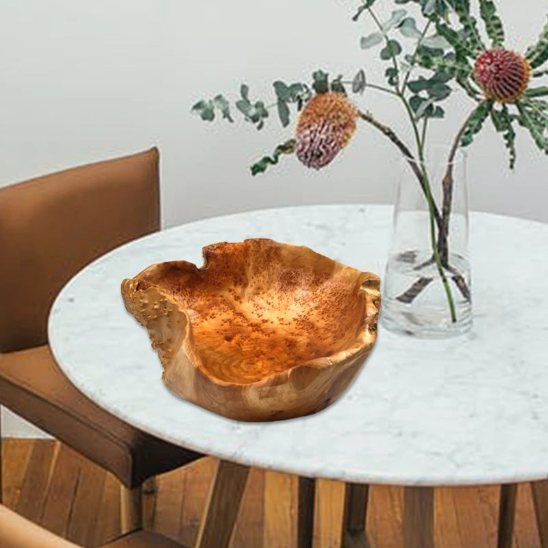 Wooden Bowl Fruit Plate Handmade Natural Salad Serving Tray Sushi Bread Dessert Bowls Kitchen Home Decoration