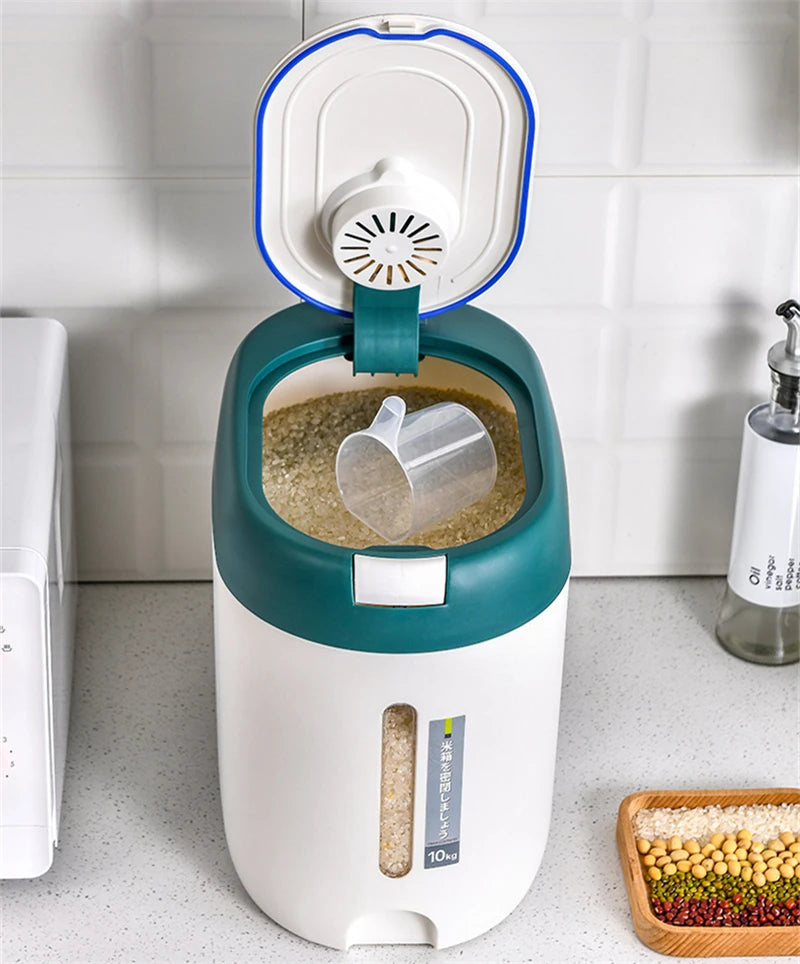 5KG Metering Household Kitchen Rice Bucket Grains Storage Box Food Container Insect-Proof Flour Sealed Jar Cans Organizer