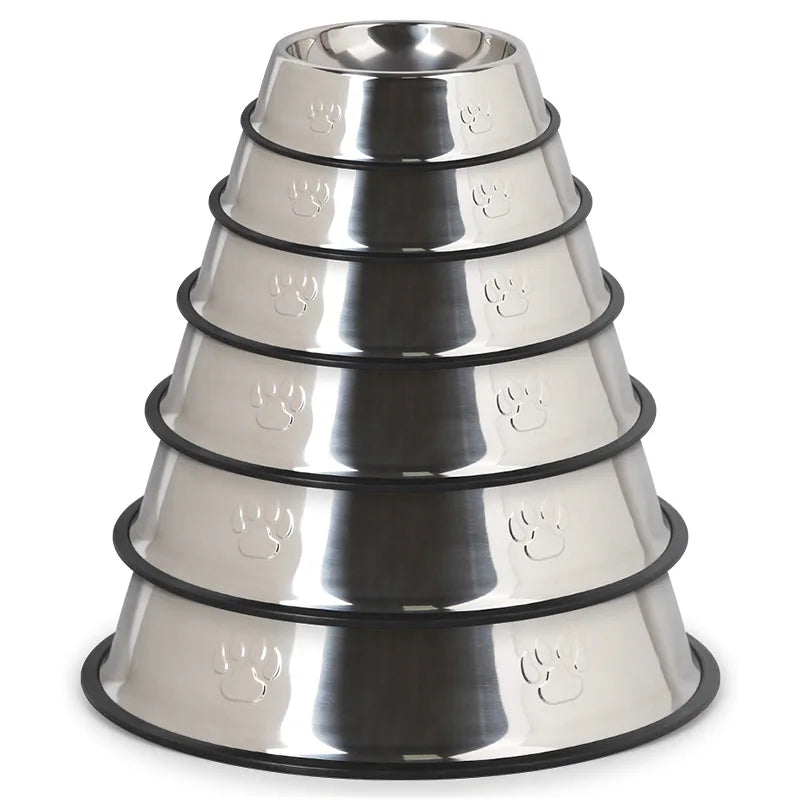Tigela de Aço Inoxidável para Alimentos de Pets, Cães & Gatos, Tigelas para água de Pets, Antiderrapante, Formato Anti-Formiga, Acessórios para pets, Suprimentos para pets, 6 tamanhos