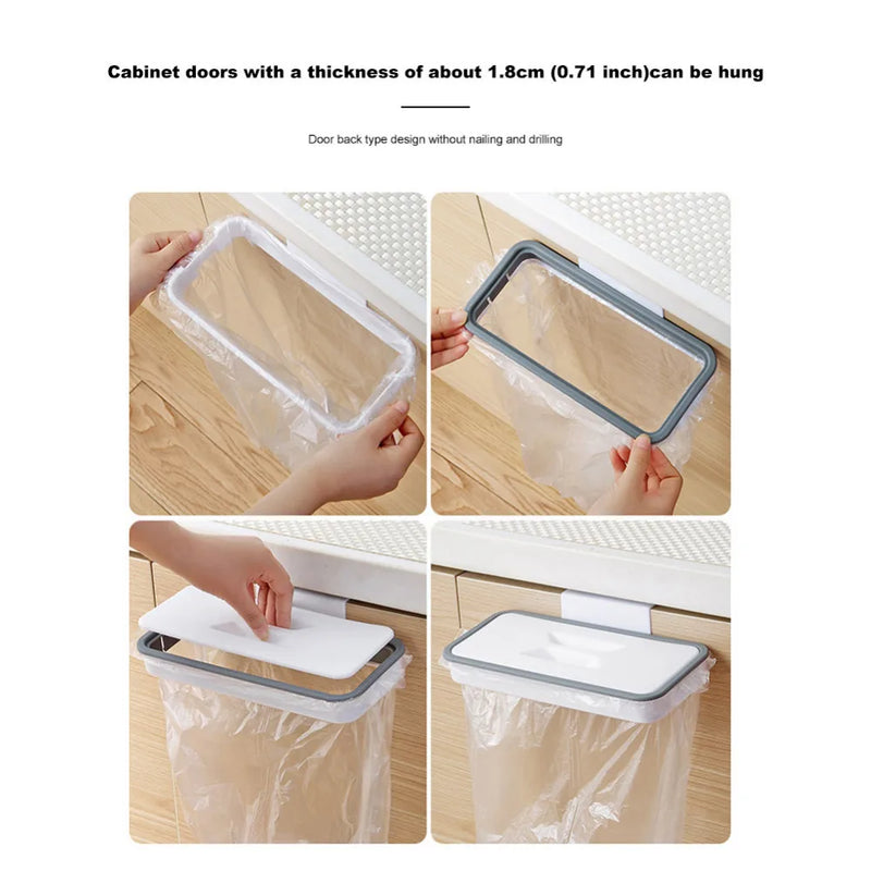 Suporte Organizador de Saco de Lixo para Armários de Cozinha ou Banheiro ou Lavabo Portátil Fixação na Porta do Armário Organizador de Cozinha