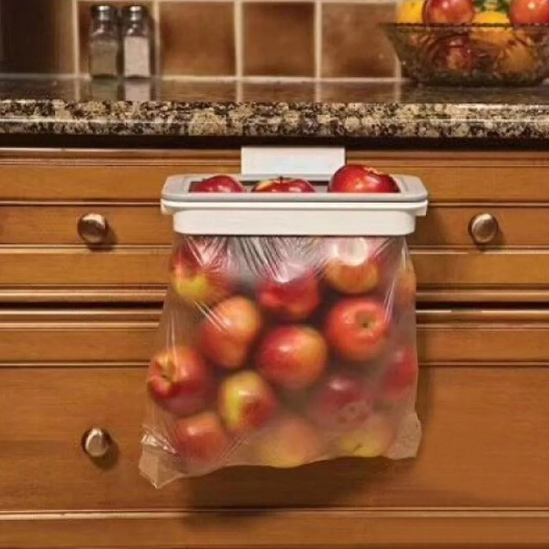 Suporte Organizador de Saco de Lixo para Armários de Cozinha ou Banheiro ou Lavabo Portátil Fixação na Porta do Armário Organizador de Cozinha