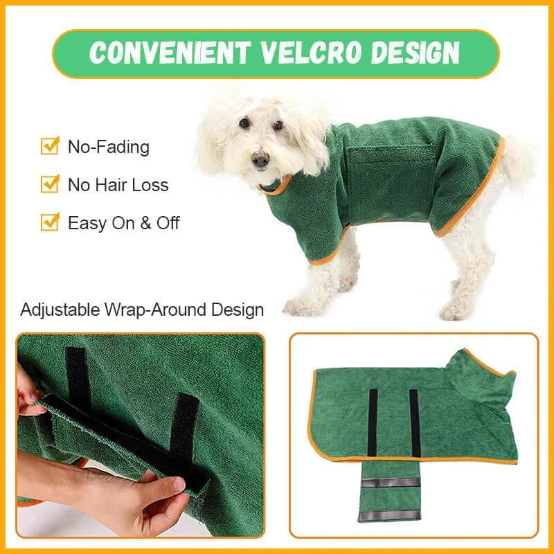 Dog Bathrobe Towel Bath Robe Pet Dog Bathrobe Super Fast Drying Coat Soft Adjustable Absorbent Towel For Large Medium Small Dog