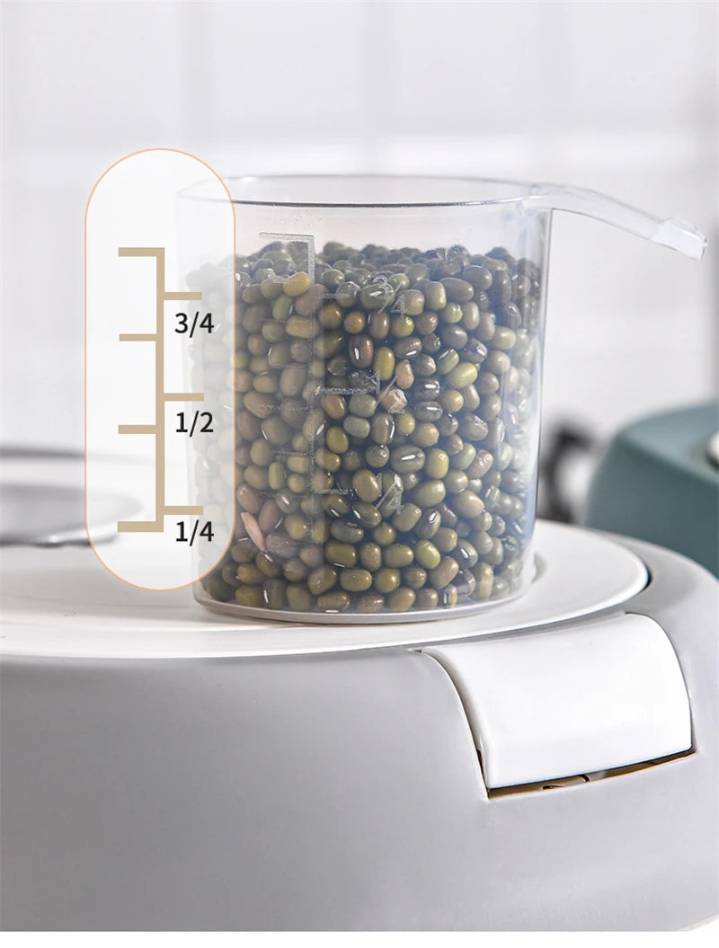 5KG Metering Household Kitchen Rice Bucket Grains Storage Box Food Container Insect-Proof Flour Sealed Jar Cans Organizer