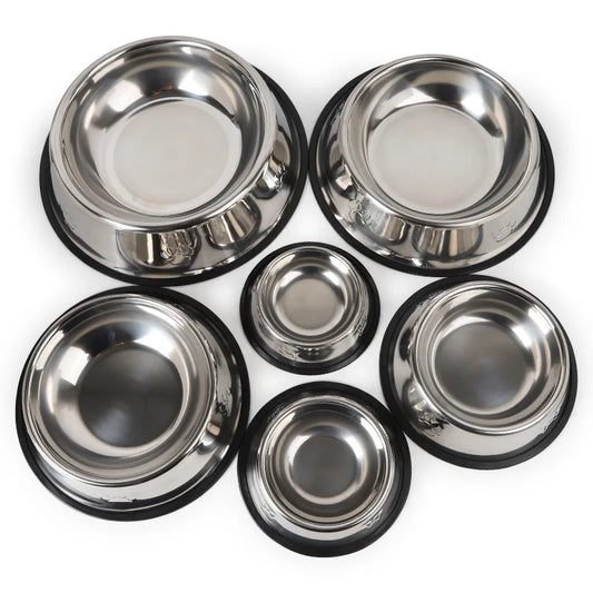 Tigela de Aço Inoxidável para Alimentos de Pets, Cães & Gatos, Tigelas para água de Pets, Antiderrapante, Formato Anti-Formiga, Acessórios para pets, Suprimentos para pets, 6 tamanhos