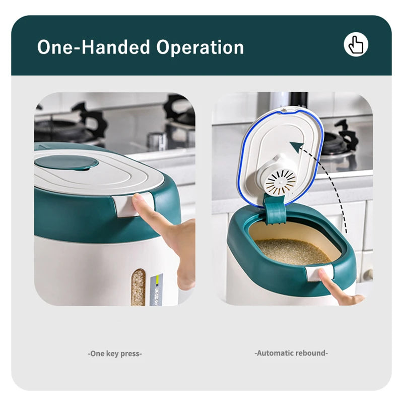 5KG Metering Household Kitchen Rice Bucket Grains Storage Box Food Container Insect-Proof Flour Sealed Jar Cans Organizer