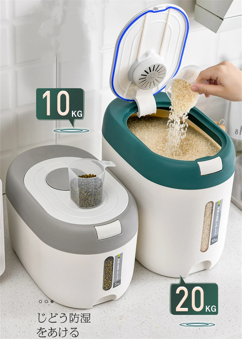 5KG Metering Household Kitchen Rice Bucket Grains Storage Box Food Container Insect-Proof Flour Sealed Jar Cans Organizer