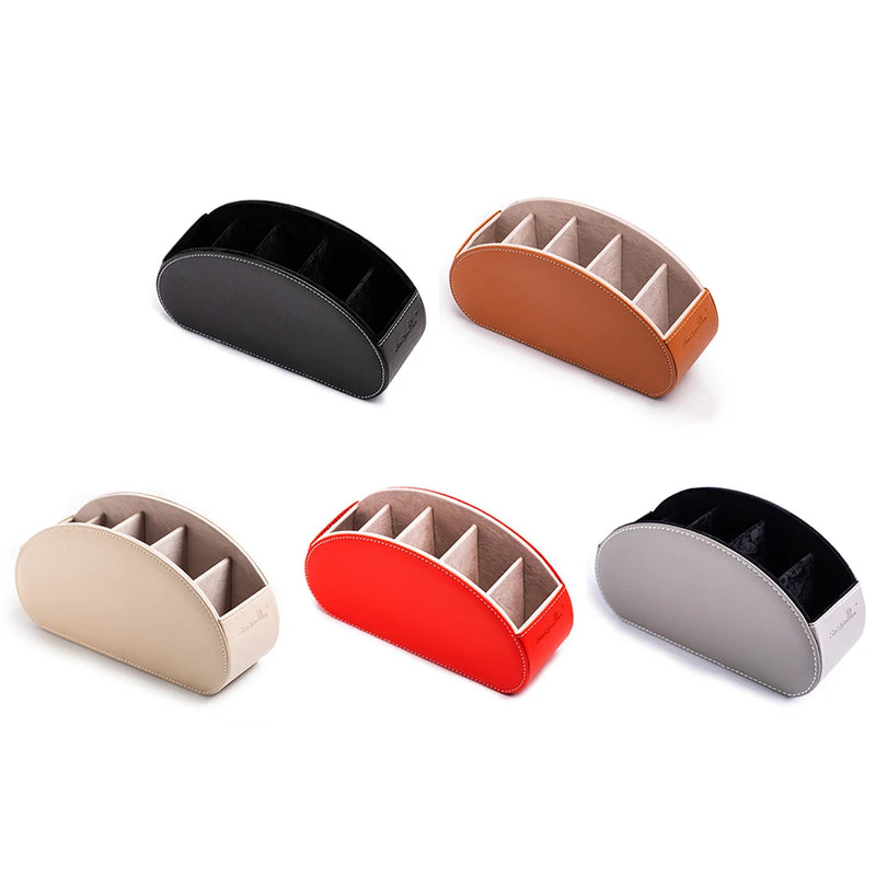 5 Grid Pu Leather Organizer Remote Control Phone And Tv Holder Desk Storage Box Cosmetics Brush