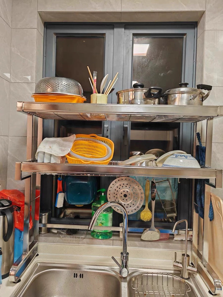 304 Stainless Steel Kitchen Shelf Above The Sink Dish Drainer Multifunctional Dish Drying Rack Drainage Ventile Cutlery Organize