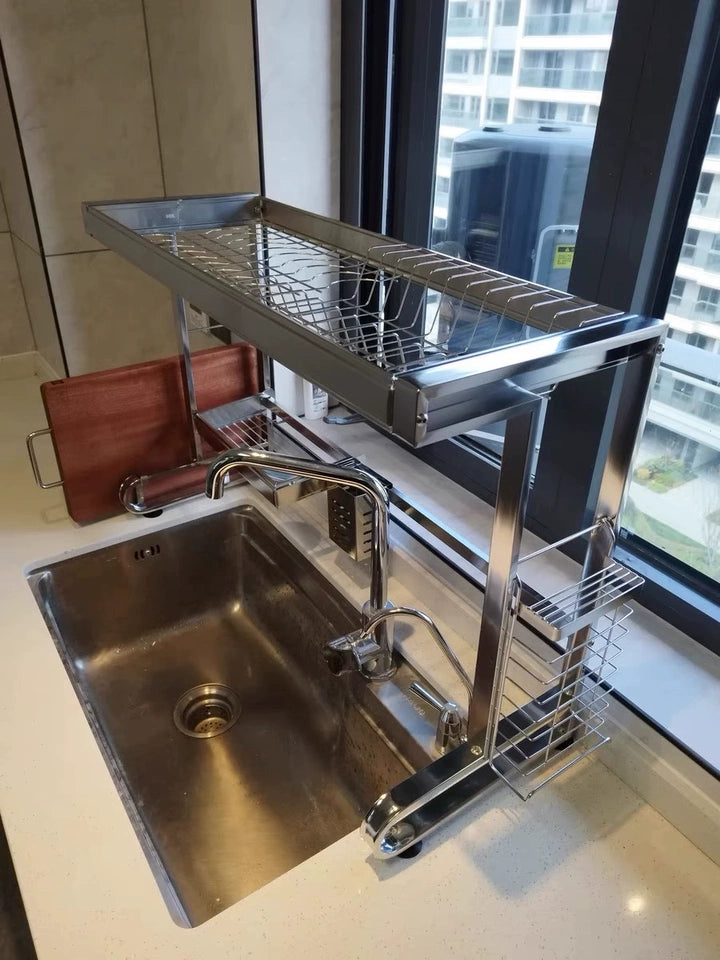 304 Stainless Steel Kitchen Shelf Above The Sink Dish Drainer Multifunctional Dish Drying Rack Drainage Ventile Cutlery Organize