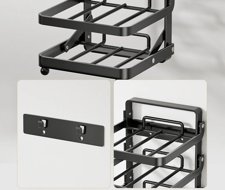 Kitchen Folding Side Dish Rack Cooking Plate Tray Organizer Counter Expandable Microwave Shelf Foldable Food Storage Shelves