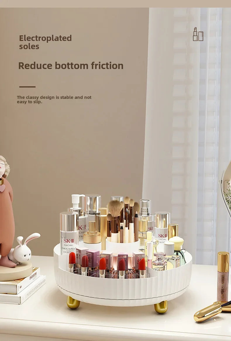 Rotating cosmetics storage box desktop large capacity 360 degree skin care product storage rack dressing table simple storage...