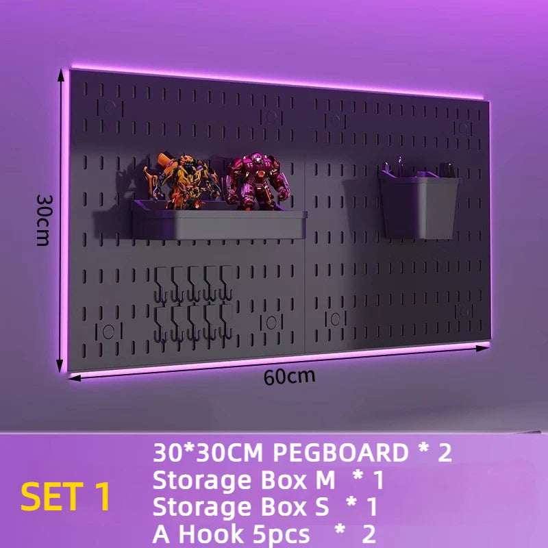 Peg  board Office Pegboard Rack Pegboards Kitchen Garage Wall Panels Display Stand Door Back Storage Holder Perforated