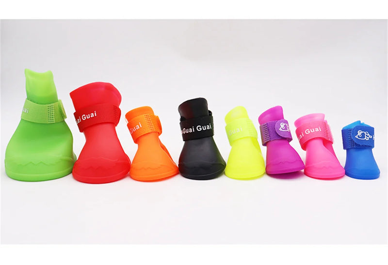 4Pcs Small Medium Large Dogs Cats Outdoor Shoe Dog Ankle Boots Pet WaterProof Rainshoe Anti-slip Rubber Boot Pet Accessories