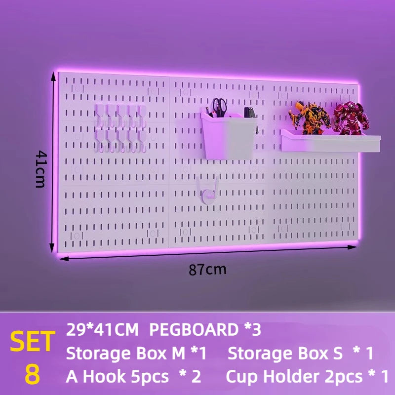 Peg  board Office Pegboard Rack Pegboards Kitchen Garage Wall Panels Display Stand Door Back Storage Holder Perforated