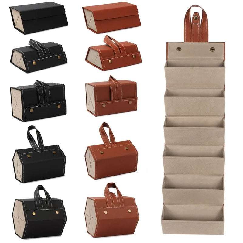 Portable Glasses Organizer 2/3/4/5/6 Multi-slot Eyeglasses Storage Display Travel Folding Sunglasses PU Leather Case