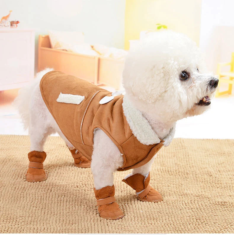 4Pcs/set Warm Pet Dog Shoes for Small Medium Dogs Cute Dog Boots Outdoor Non-Slip Puppy Sneakers Anti-Slip Dog Foot Protector