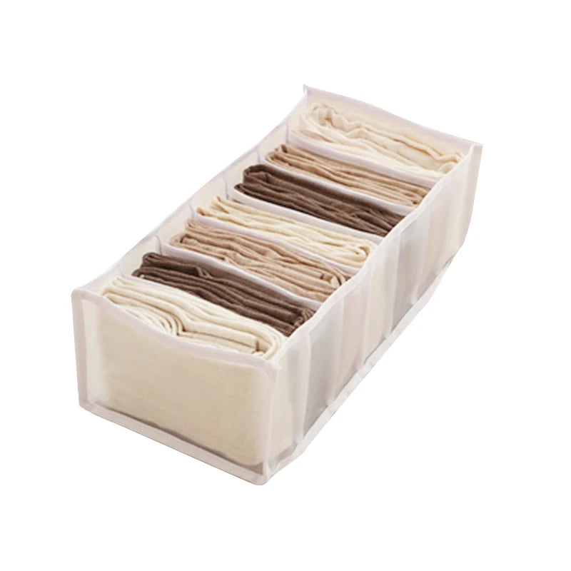 7 Grids Jeans Storage Box Closet Wardrobe Clothes Compartment Boxes Drawer Jeans Socks Separation Organizer Pants Storage