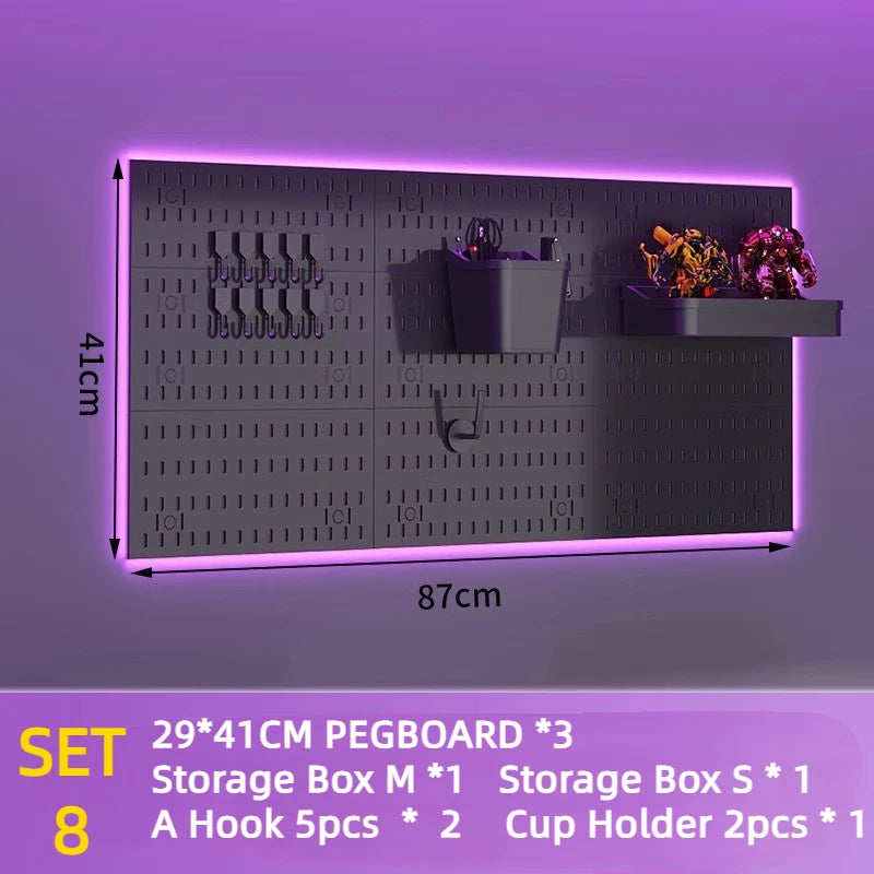 Peg  board Office Pegboard Rack Pegboards Kitchen Garage Wall Panels Display Stand Door Back Storage Holder Perforated
