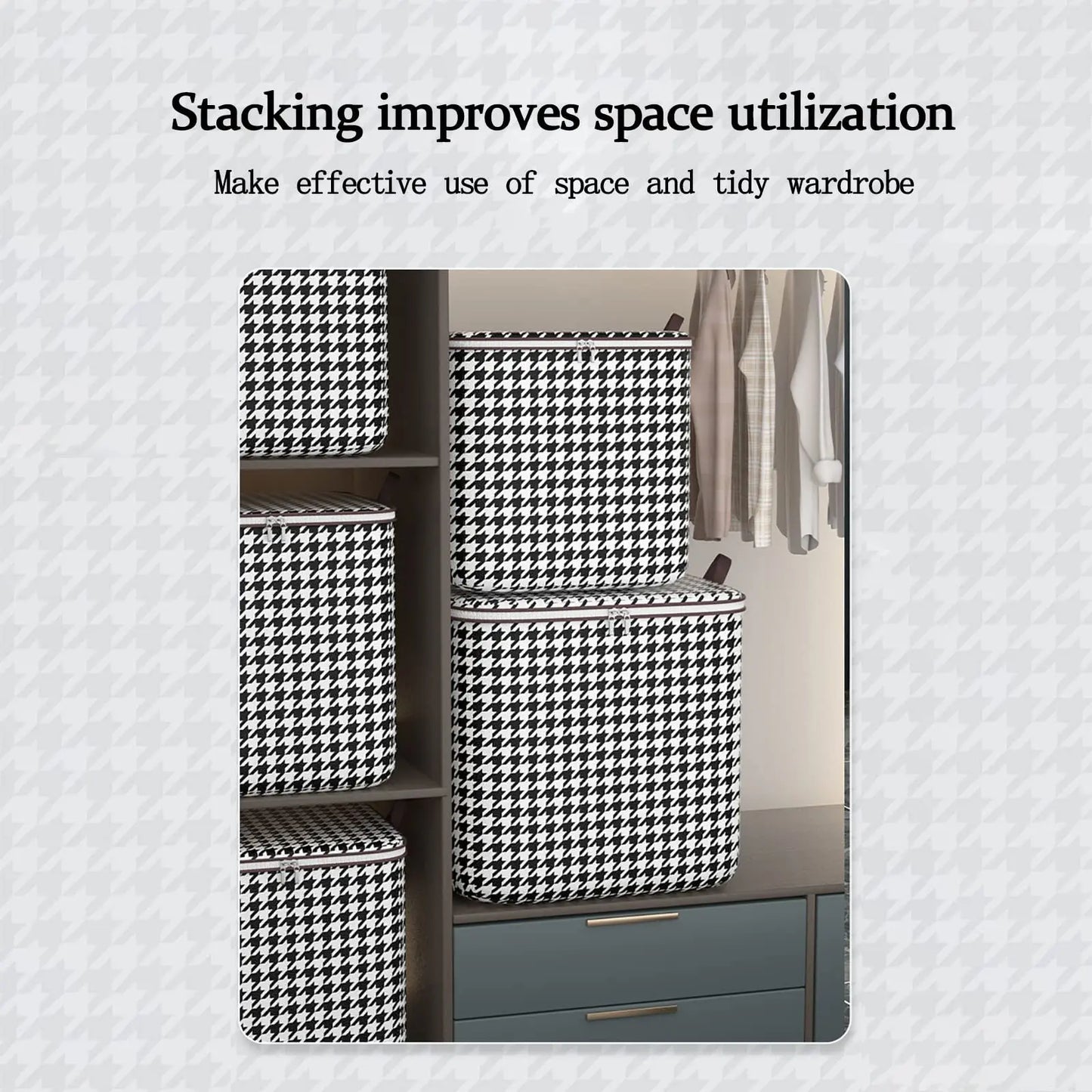 Extra-large Plaid Storage Box Plaid Storage Box Blanket Storage Bag Storage Container with Handle Closet Storage Box