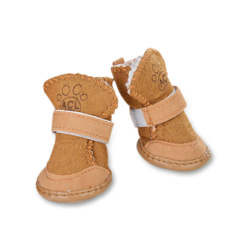 4Pcs/set Warm Pet Dog Shoes for Small Medium Dogs Cute Dog Boots Outdoor Non-Slip Puppy Sneakers Anti-Slip Dog Foot Protector