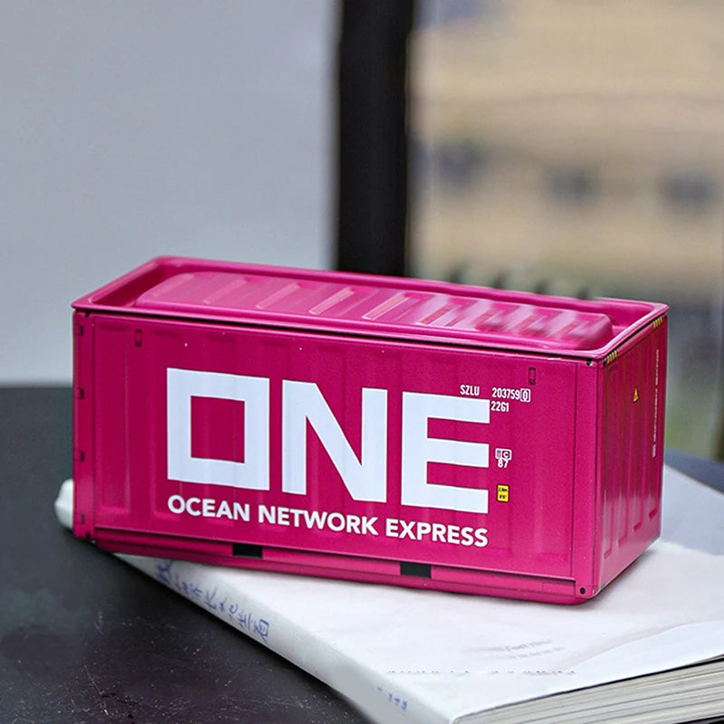 Compact Iron Storage Container - Creative Desktop Organizer, Office Supply Tube, Office Desk Organizer Metal Box