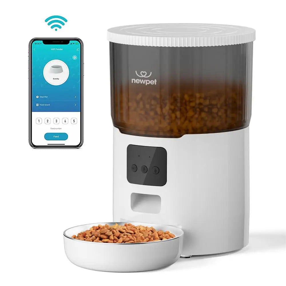 Dispenser Organizador de Alimentos para PETs. Comedouro para pets, cães e gatos. Alimentador de gatos 4L com temporizador, aplicativo inteligente, controle tudo pelo seu celular smartphone.