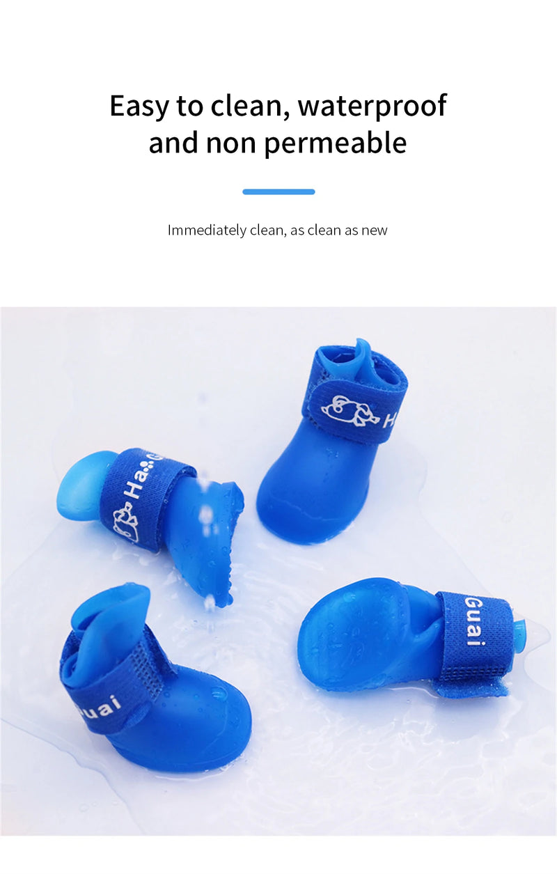 4Pcs Small Medium Large Dogs Cats Outdoor Shoe Dog Ankle Boots Pet WaterProof Rainshoe Anti-slip Rubber Boot Pet Accessories
