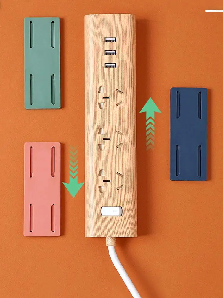 Power Strip Holder Wall Extension Socket Adhesive Organizer Cable Fixator Protector Buckle Fixer Surge Self Mounted