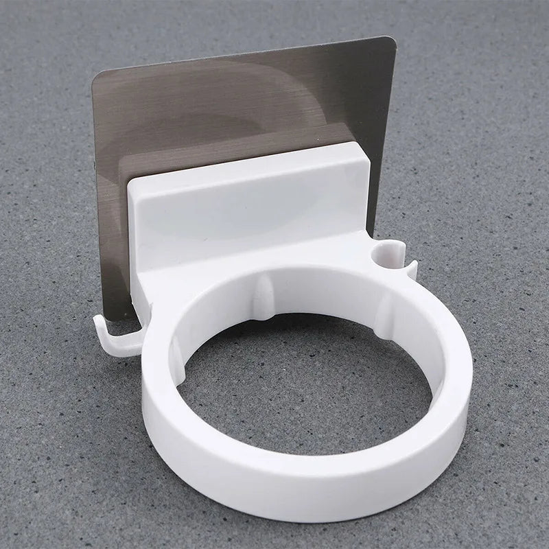 Hair Dryer Holder Blower Organizer Adhesive Wall Mounted Nail Free No Drilling Stainless Steel Spiral Stand Storage For Bathroom