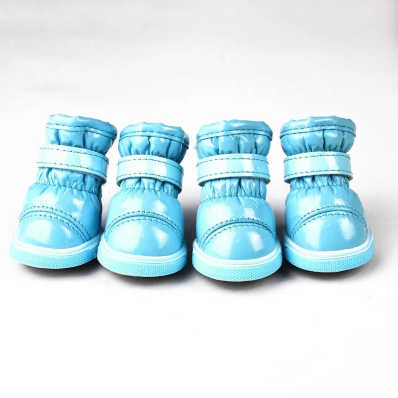 4 Pcs/Sets Winter Dog Waterproof Rain Shoes For Small Dogs Warm Fleece Puppy Pet Shoes Dog Snow Boots Chihuahua Yorkie Teddy Sho