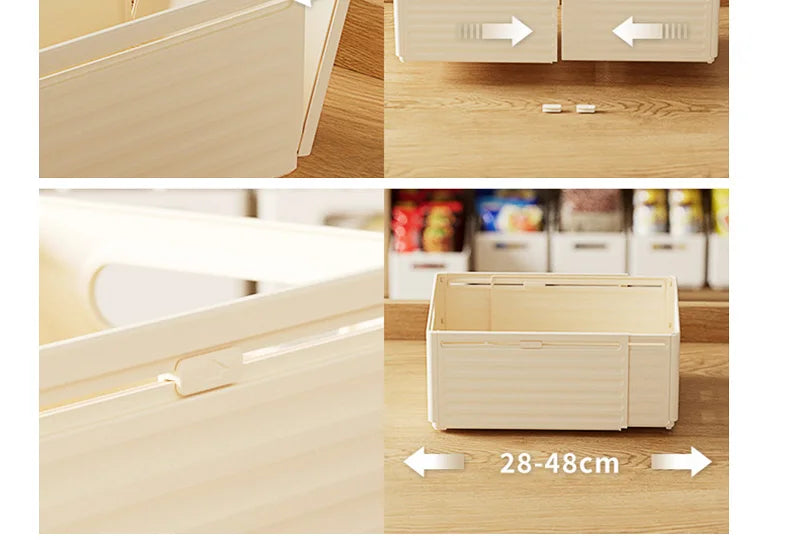 Expandable Box Clothes Beverage Drinks Snack Basket Pantry Kitchen Organizers Adjustable Fold Tray Closet Wardrobe Storage Case