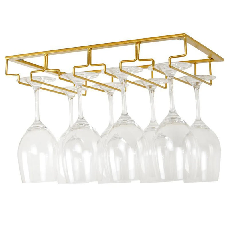 Wine Glass Holder Bartender Stemware Hanging Rack Under Cabinet Champagne Glass Storage Rack Kitchen Multi-purpose Organizer