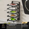 Kitchen Folding Side Dish Rack Cooking Plate Tray Organizer Counter Expandable Microwave Shelf Foldable Food Storage Shelves